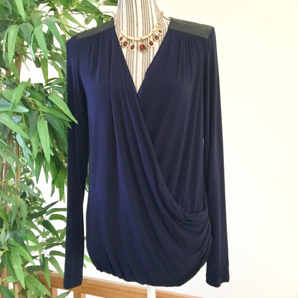 CAbi Navy Blue Faux Leather Panels Tunic Size M - Picture 5 of 10